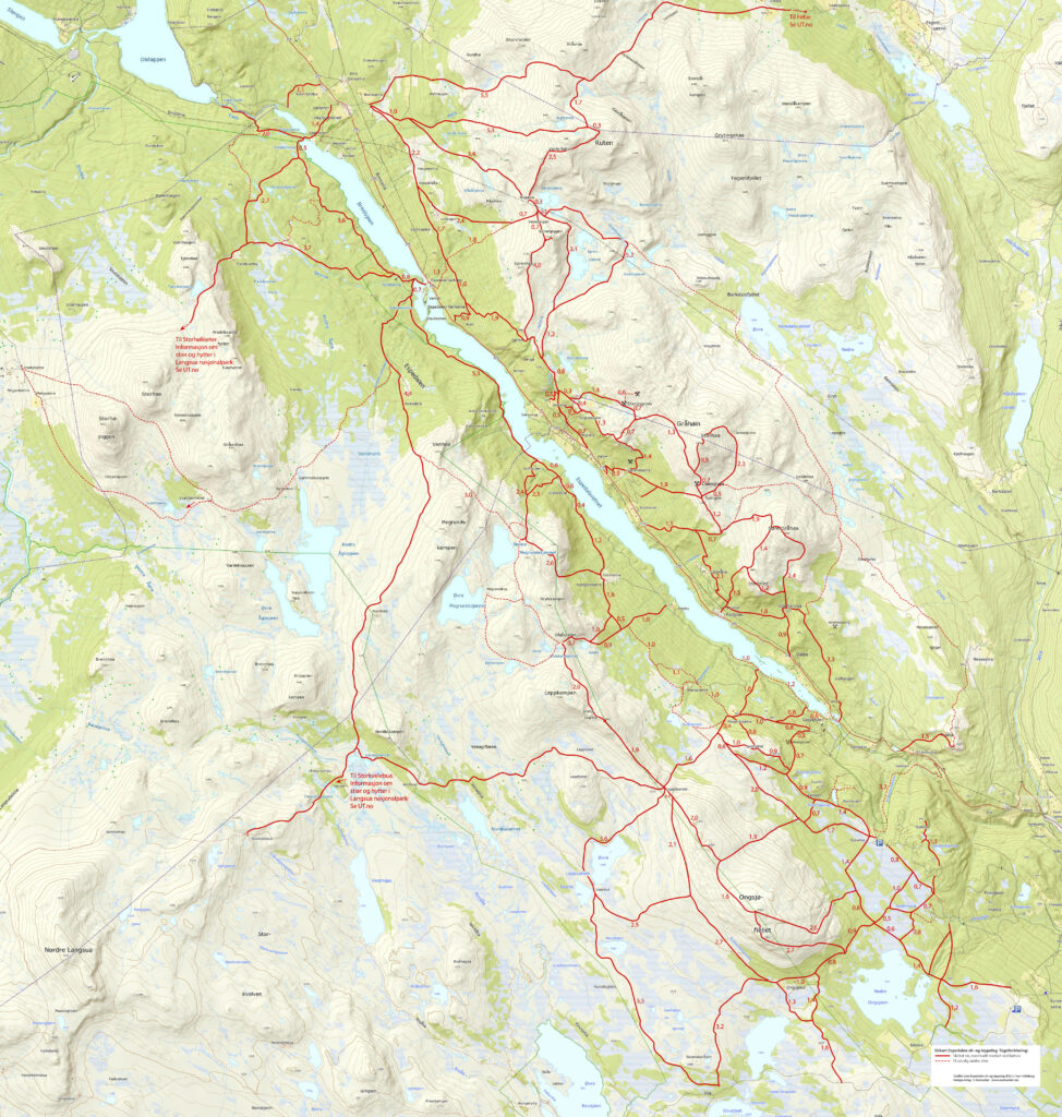 Stikart over Espedalen og Gausdal Vestfjell nord